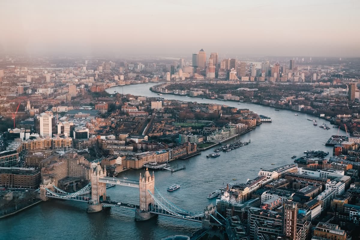 London skyline with Tower Bridge and the Thames