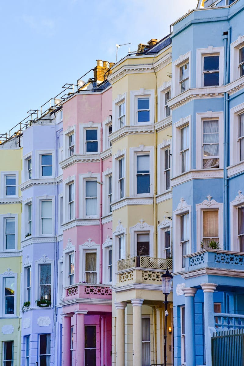 Colourful UK townhouses